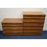 A MID 20TH CENTURY TEAK CHEST OF SIX DRAWERS, width 82cm x depth 45cm x height 97cm together with