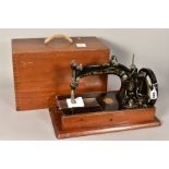 A LATE 19TH CENTURY WHEELER & WILSON NO 8 SEWING MACHINE, serial no 444813, gilt transfer