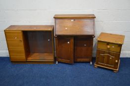 AN EARLY TO MID 20TH CENTURY OAK BUREAU, width 77cm x depth 40cm x height 100cm together with a
