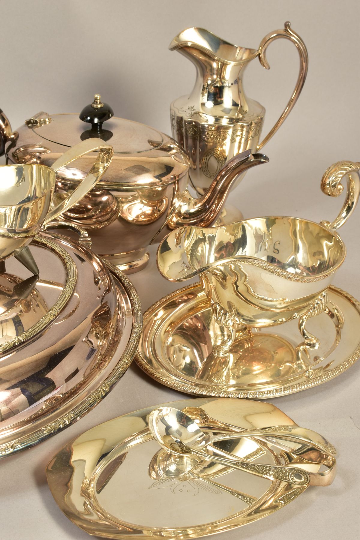 A BOX OF SILVER PLATE, etc, including a pair of oval entree dishes and covers, various sauce - Image 5 of 6