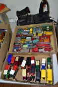A QUANTITY OF UNBOXED AND ASSORTED PLAYWORN DIECAST VEHICLES, to include Dinky Supertoys Commer Fire