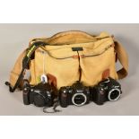 THREE NIKON DIGITAL SLR CAMERA BODIES, including two D40 with batteries, a D40X no battery, one