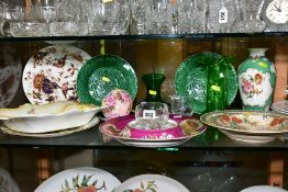 A GROUP OF 19TH AND 20TH CENTURY CERAMICS AND GLASSWARE, including a 19th Century Dresden circular