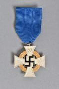 A GERMAN 3RD REICH FAITHFUL SERVICE MEDAL '50' ON TOP ARM OF CROSS, gold and silver with black