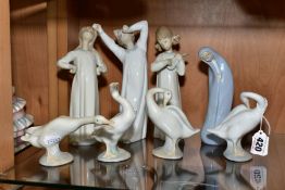 EIGHT LLADRO FIGURES, comprising two 'Little Duck' No4553, 'Little Duck' No4551 and 'Little Duck'