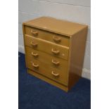 A G PLAN BRANDON OAK CHEST OF FOUR LONG DRAWERS, width 76cm x depth 46cm x height 85cm