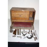 AN ENGINEERS TOOLBOX, by John Hall (Tools) Ltd, constructed from oak with a lift off front panel