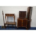 A QUANTITY OF VARIOUS REPRODUCTION MAHOGANY AND BURR WALNUT FURNITURE, to include a serpentine