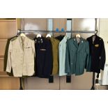 SEVEN MILITARY JACKETS, an Officers jacket with Royal Engineers buttons, etc, a black Dress jacket