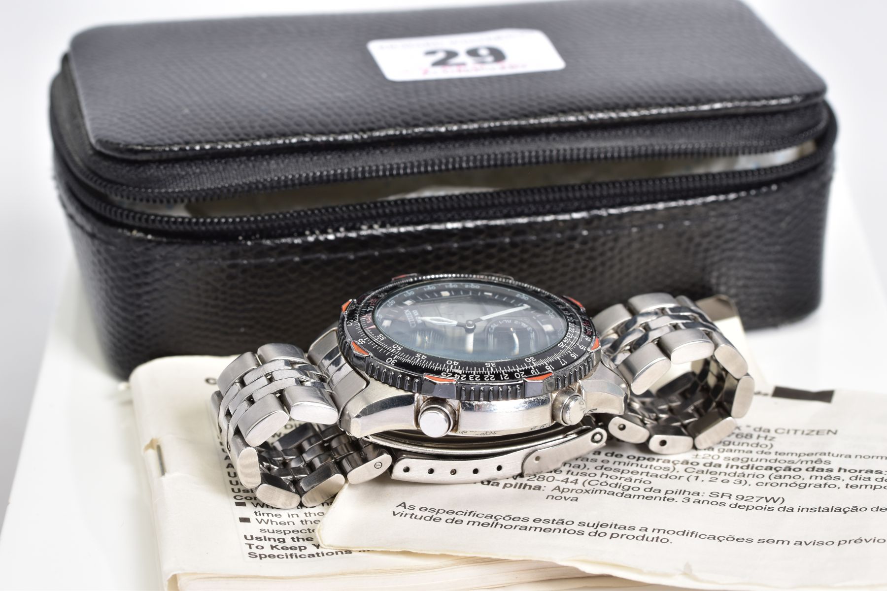 A GENTLEMENS CITIZEN WORLD TIME CHONOGRAPH PROMASTER WRISTWATCH, with a black multi functional dial, - Image 3 of 4