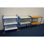 THREE METAL FRAME APPARATUS TROLLEYS