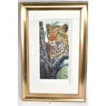 ROLF HARRIS (AUSTRIALIA 1930) 'ALERT FOR PREY', a limited edition print 127/195, a leopard in a