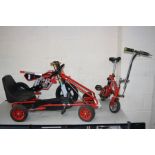 AN ORIGINAL KETTCAR CHILD'S PEDAL GO KART, a child's wooden bike and a mini bike (3)