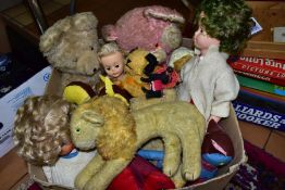 A QUANTITY OF TOYS, GAMES AND SOFT TOYS, to include Wendy Boston teddy bear, Chad Valley golly,