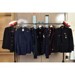 SIX MILITARY JACKETS, a single breasted dress uniform jacket, French with a breast badge for the 1st