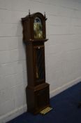 A MODERN OAK LONGCASE CLOCK, the brassed 9'' dial marked Fenclocks, Suffolk, clock height 197cm (
