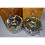 TWO TOULET IMPERATOR PIGEON CLOCKS, not tested, in fitted wooden cases, both with certificates,