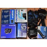 FIVE BOXED OLYMPUS DIGITAL CAMERAS, including a C8080, E20P, SP550UZ, SP560 and a SP570UZ, an