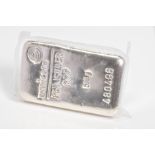 A 500G FINE SILVER BAR, stamped Feinsilber 999, 500g