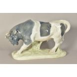 A ROYAL COPENHAGEN PORCELAIN FIGURE OF A BULL, (seconds), designed by Knud Kyhn, with incised