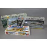 THREE BOXED/UNBUILT/PART BUILT PLASTIC MODEL AIRCRAFT KITS, Airfix 1/72 scale Savio-Marchetti SM: