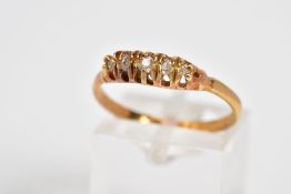 A FIVE STONE DIAMOND RING, designed with a row of five graduated claw set old cut diamonds, to the