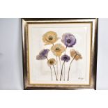 CHLOE NUGENT (BRITISH CONTEMPORARY) 'BOLD BEAUTY III', purple and gold flowers, mixed media 3D