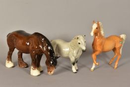 TWO BESWICK HORSES, 'Grazing Shire' No1050, brown (slight discolouration on ear) and Palomio (
