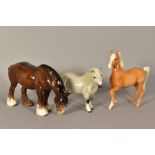 TWO BESWICK HORSES, 'Grazing Shire' No1050, brown (slight discolouration on ear) and Palomio (