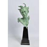 CARL PAYNE (BRITISH 1969) 'ODILE', a limited edition bronze sculpture of a female face mounted