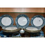 TWELVE WEDGWOOD RALPH LAUREN DINNER PLATES, 'Annalia' pattern, diameter 28cm, together with an odd