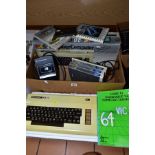 TWO COMMODORE VIC 20 VINTAGE COLOUR COMPUTERS, with books, games and Data sette