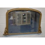 A 19TH CENTURY GILT WOOD OVERMANTEL MIRROR, 123cm x 75cm (proceeds to charity)
