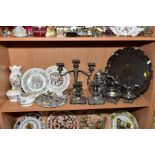 A SMALL QUANTITY OF CERAMICS AND SILVER PLATE, including two Royal Doulton Brambly Hedge plates,
