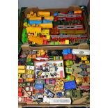 A QUANTITY OF UNBOXED ASSORTED PLAYWORN DIECAST VEHICLES, to include Corgi toys, Batmobile, No.