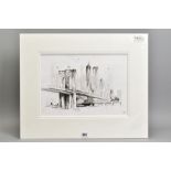 ANNA GAMMANS (BRITISH CONTEMPORARY), 'Brooklyn Bridge, NYC', a pencil and wash sketch of a