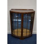 AN EARLY TO MID 20TH CENTURY WALNUT DOUBLE DOOR CHINA CABINET, with two glass shelves, width 92cm