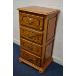 A TALL REPRODUCTION CHERRYWOOD CHEST OF FOUR DRAWERS width 67cm x depth 51cm x height 125cm