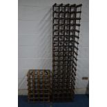 A TALL GALVANISED AND WOODEN WINE RACK, together with another wine rack (2)