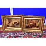 A PAIR OF FRAMED CRYSTOLEUMS, the first depicts an interior scene, with printed signature for John
