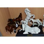 TEN VARIOUS ORNAMENTAL HORSES, to include Beswick Huntsman Horse, No.1484, brown, Royal Doulton