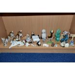 A GROUP OF VARIOUS ANIMALS AND ORNAMENTS, to include Beswick Comical Dashund No1088, two Black Faced