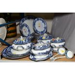 A LATE VICTORIAN/EDWARDIAN T G GREEN & CO LTD FLOW BLUE PART DINNER SERVICE, 'Regal' pattern,