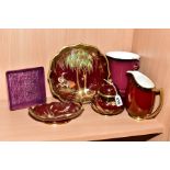 SIX PIECES OF CARLTON WARE, including Rouge Royale items, with a bowl in the New Stork pattern and a