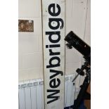 A B R MODERN IMAGE STATION NAMEBOARD, 'Weybridge', black letting on white background, in ex