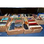 SIX BOXES OF BOOKS, including ornothology interest, textiles, history, dictionaries, health etc (6
