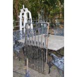 A VICTORIAN CAST IRON GATE, with spear head and shaft detail, original latch and hinges, 87cm wide