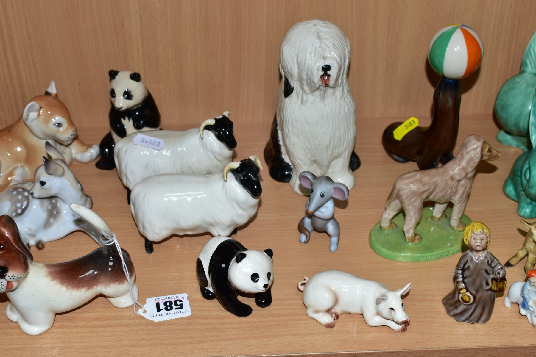 A GROUP OF VARIOUS ANIMALS AND ORNAMENTS, to include Beswick Comical Dashund No1088, two Black Faced - Image 3 of 10