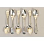 A SET OF SIX VICTORIAN SCOTTISH PROVINCIAL SILVER FIDDLE PATTERN TEASPOONS, engraved initials, maker