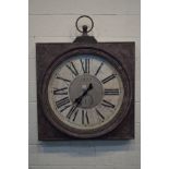 A LARGE MODERN METAL WALL CLOCK, with 27' dial, frame 98cm squared, height including hook 124cm x